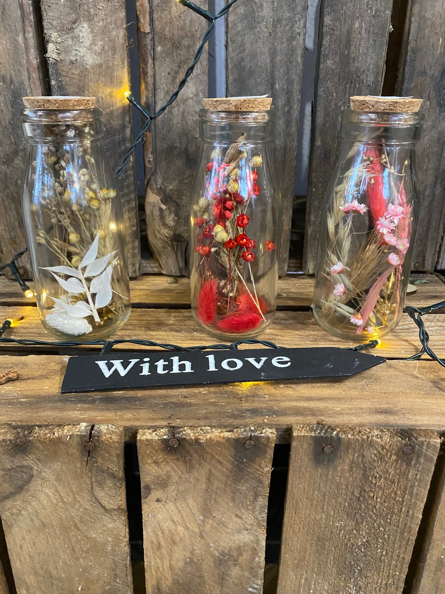 Bouteilles fleurs séchées