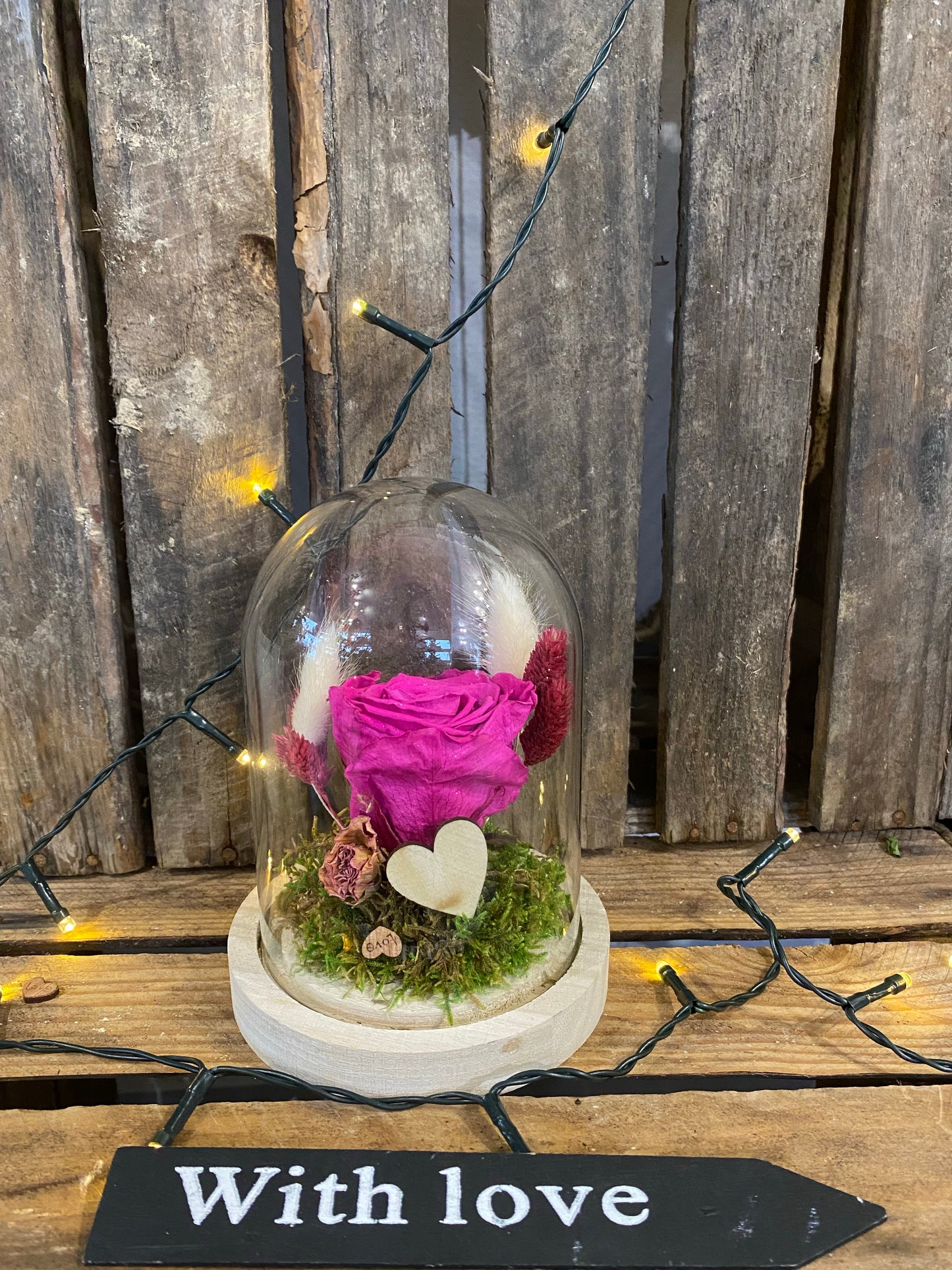 Rose éternelle sous cloche