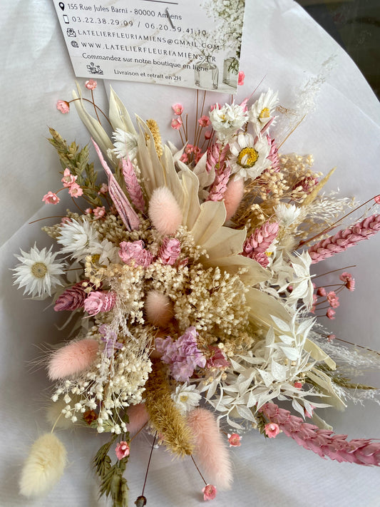 Bouquet séché rose tendre