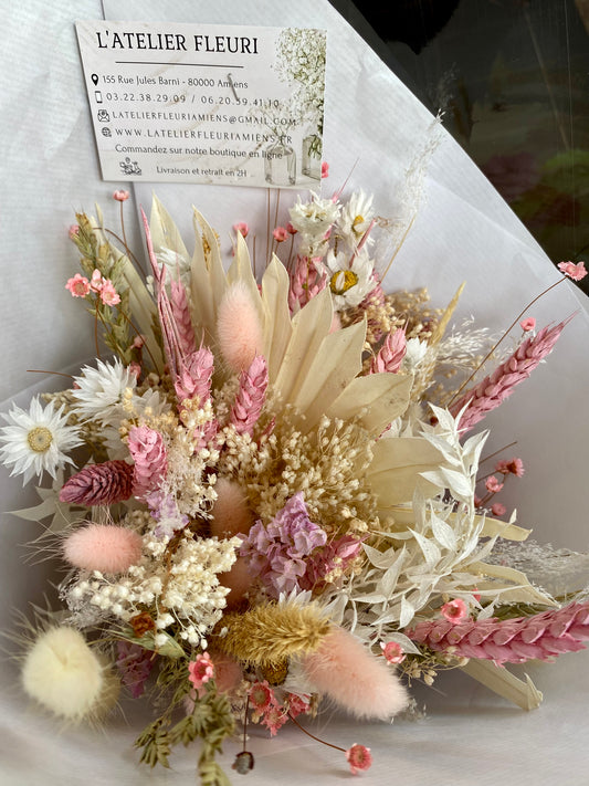 Bouquet séché rose tendre