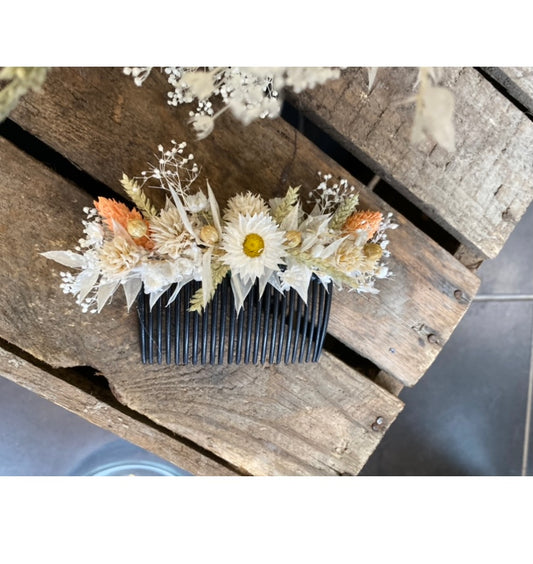 Barette cheveux fleurs séchées